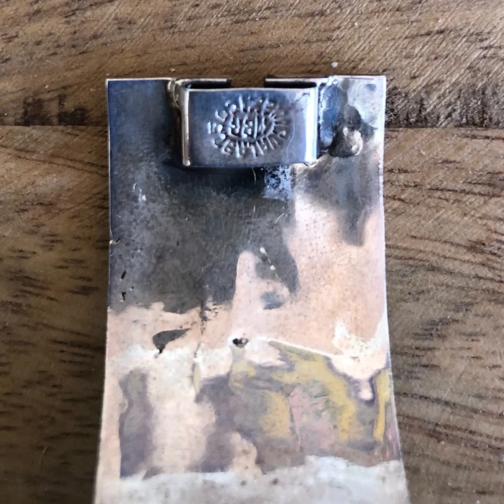 925 sterling silver & abalone gorgeous hinged link bracelet made in Mexico - Picture 11 of 16